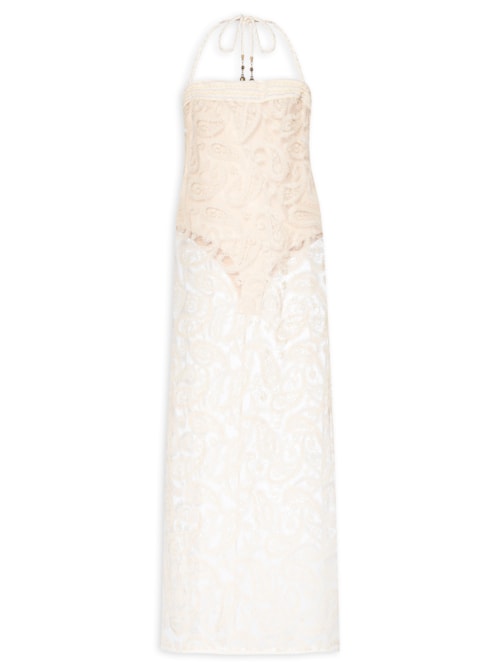 Vestido Reto Renda - Bege