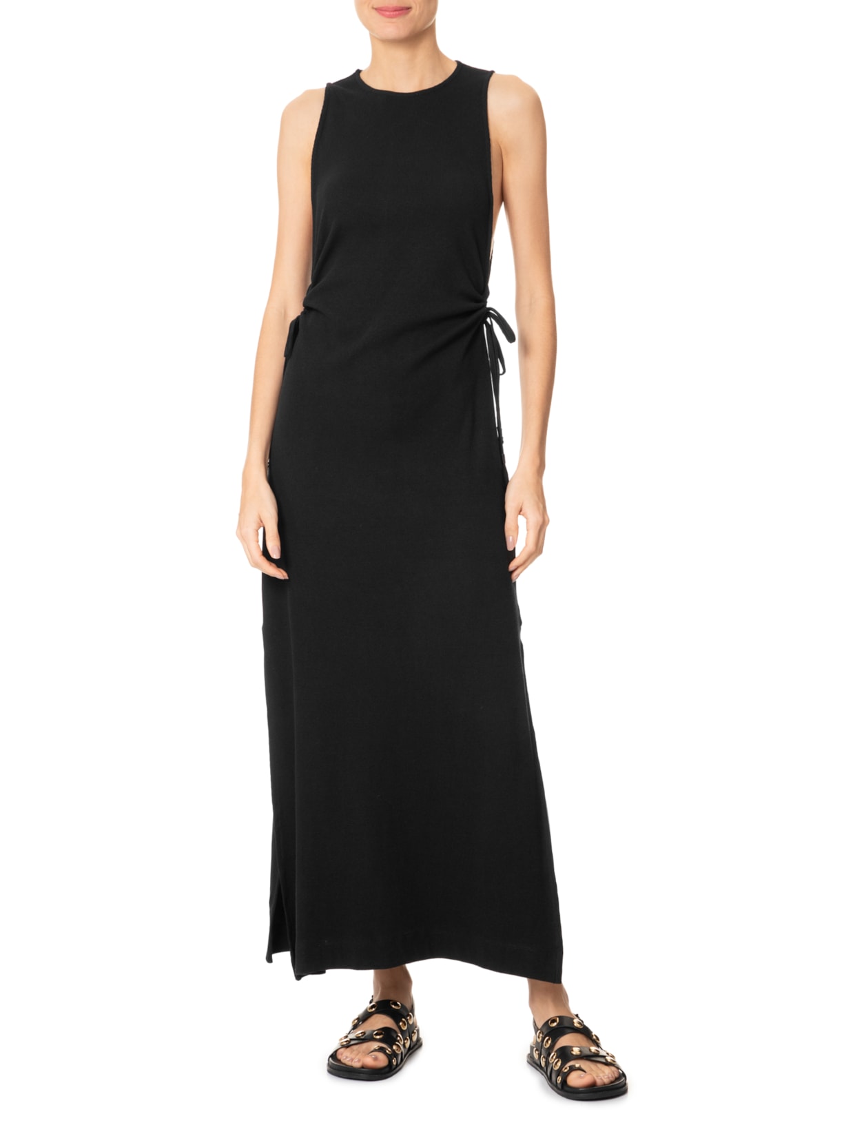 Vestido Rib Cavado Preto Farm