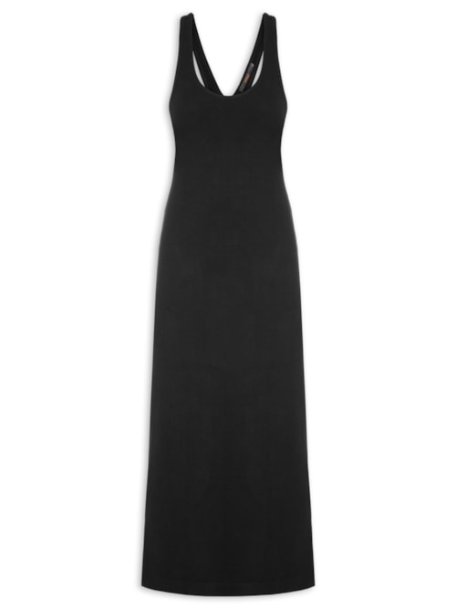 Vestido Rib Decote Nadador - Preto