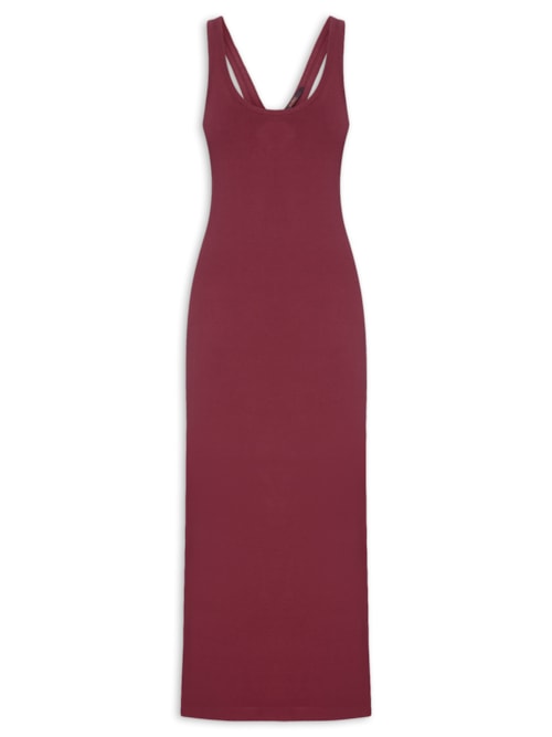 Vestido Rib Decote - Vermelho