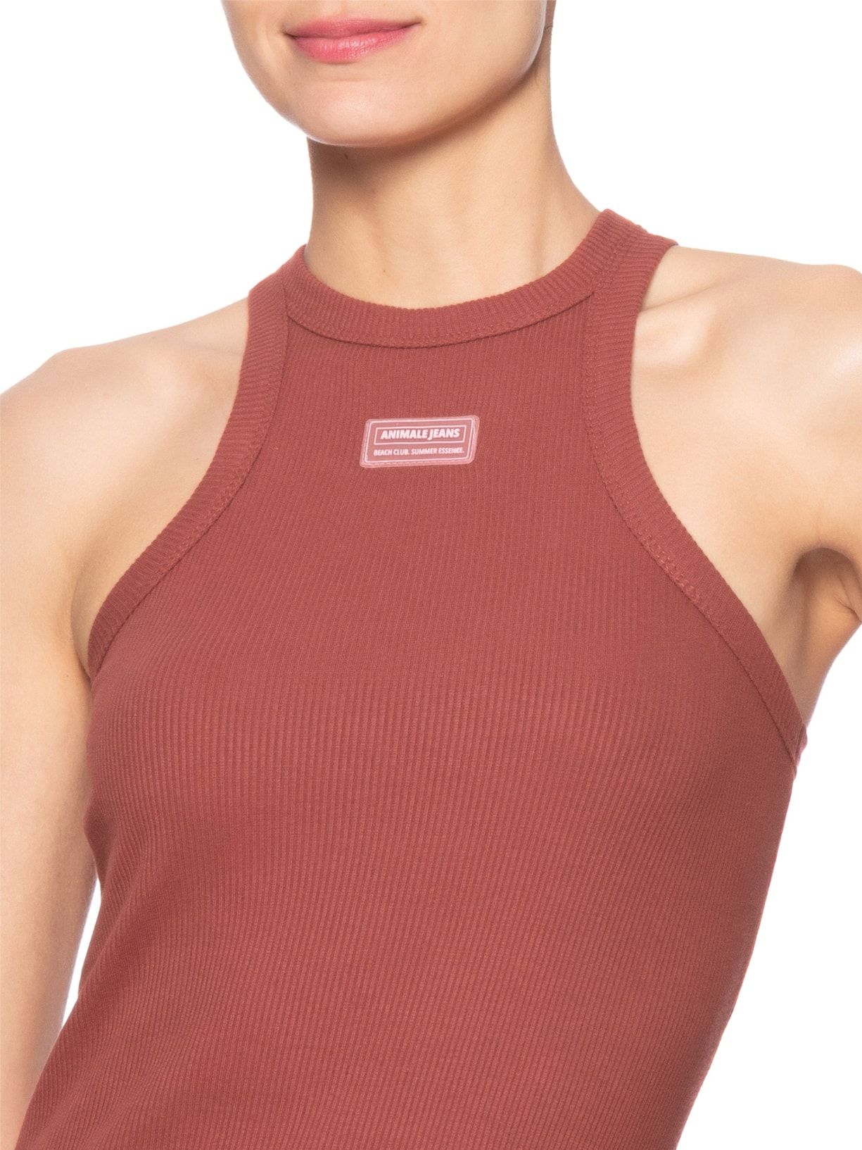 Vestido Rib Patch Beach Club Summer Vinho Animale Jeans