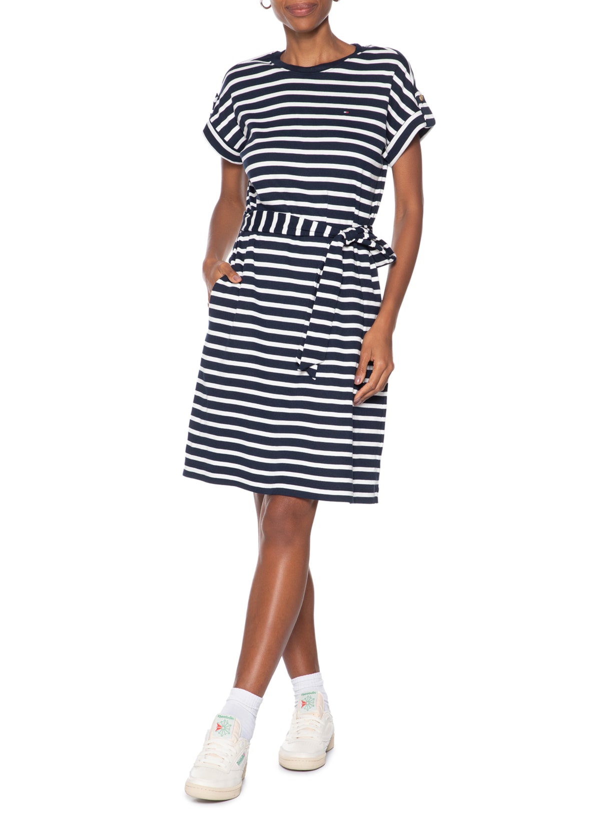 Vestido Rib Roll Tab Azul Tommy Hilfiger