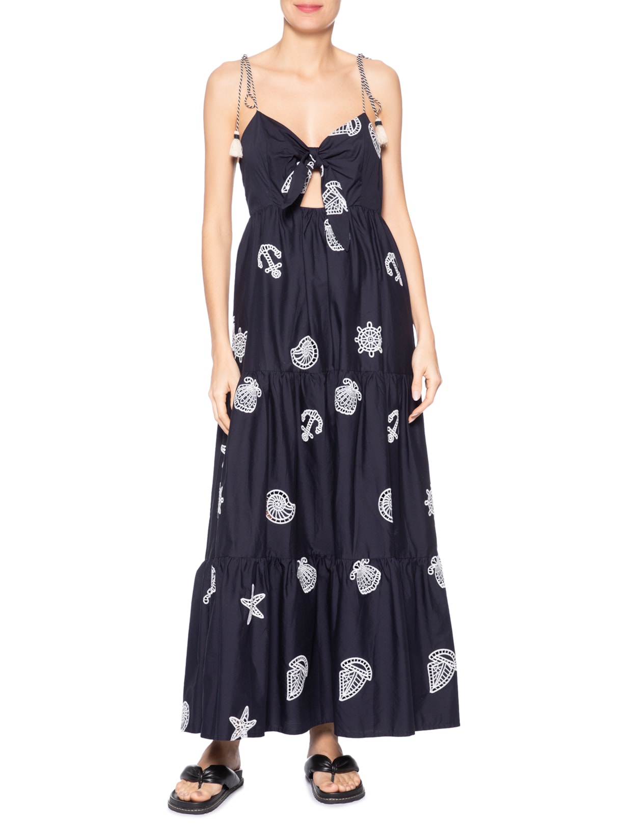 Vestido Richelieu Colagem Azul Farm