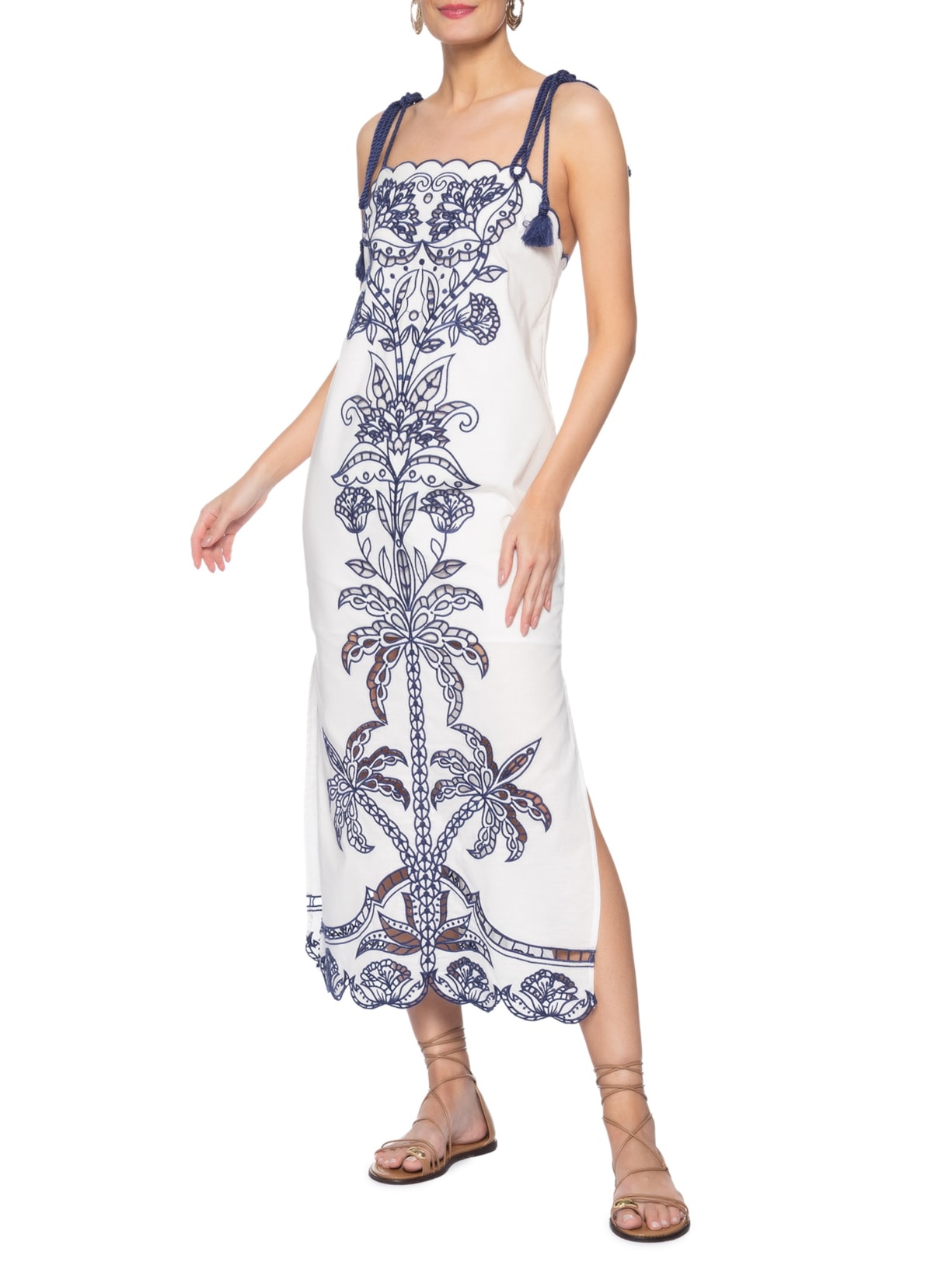 Vestido Richelieu Coqueiros Branco Farm