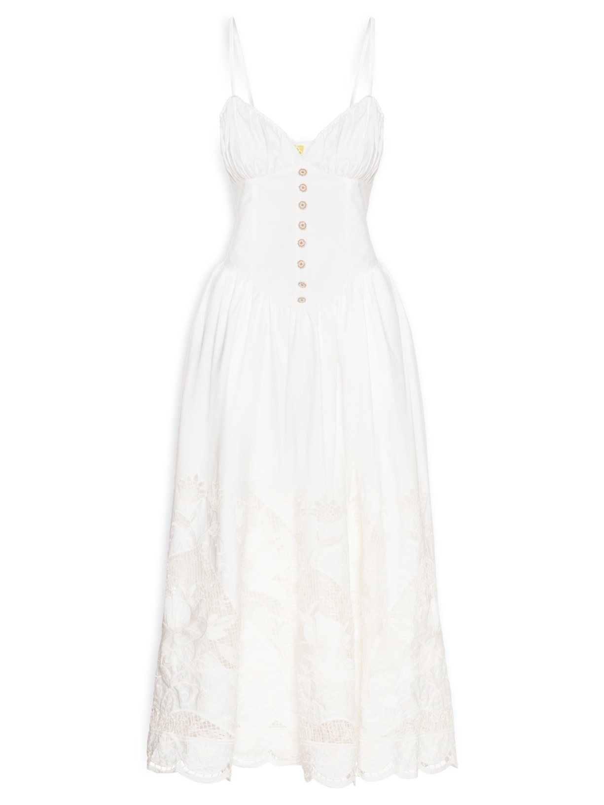 Vestido Richlieu Floral Branco Farm