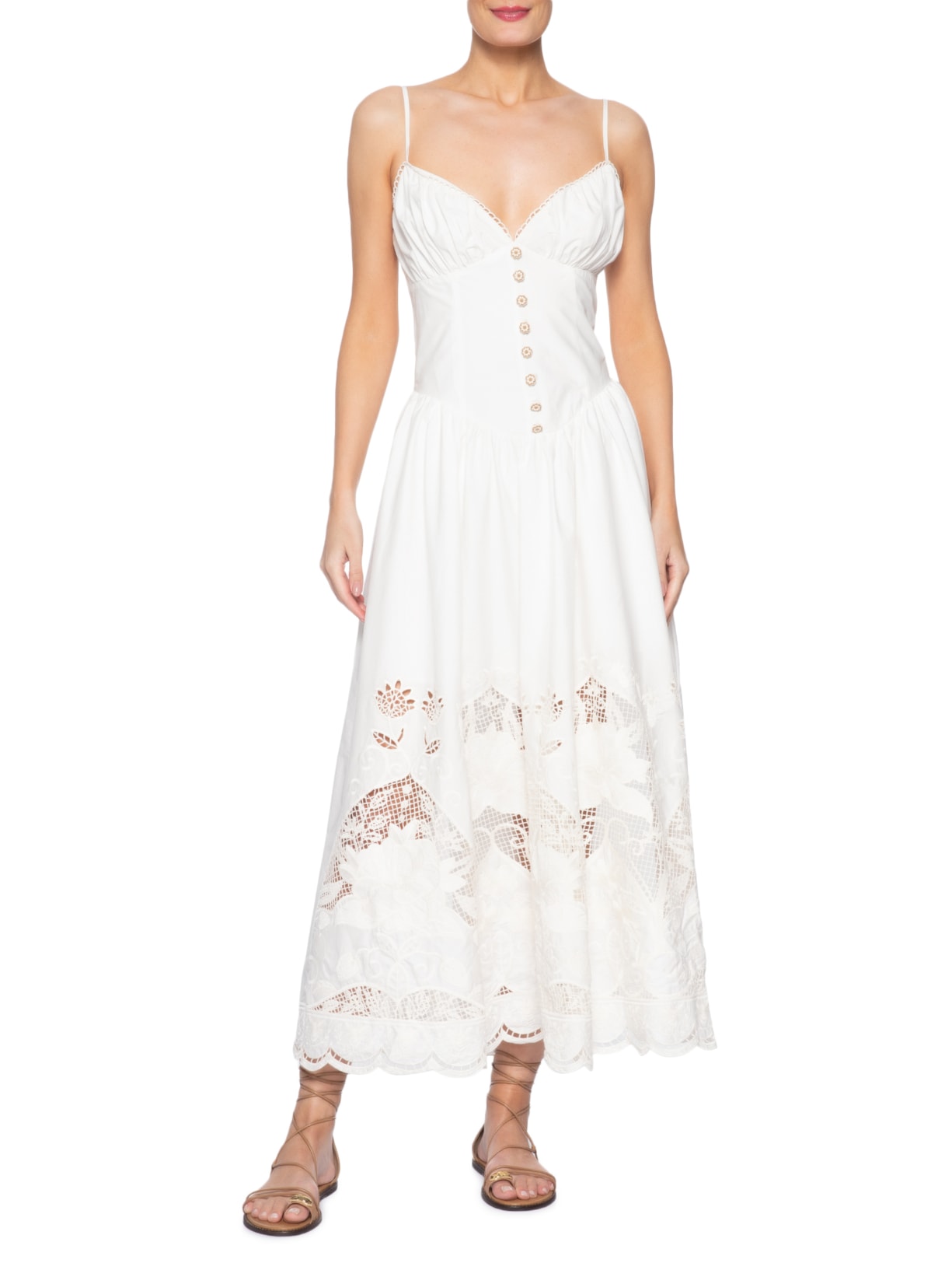 Vestido Richlieu Floral Branco Farm