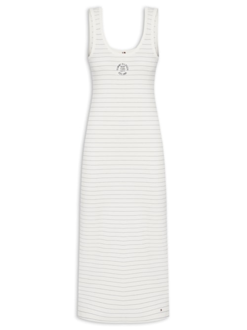 Vestido Roundall Rib Slim Tank Dress - Branco