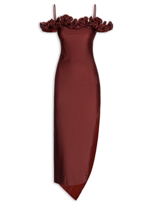 Vestido Ruffles Dress - Vinho