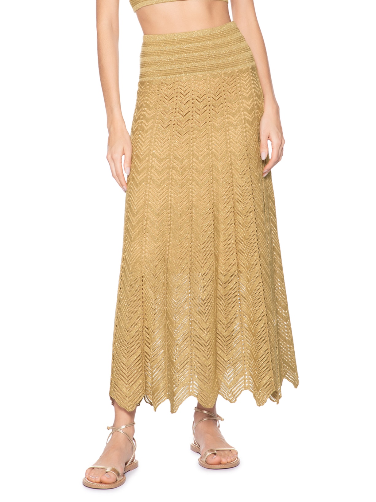 Vestido Saia Tricot Lurex Dourado Dress To