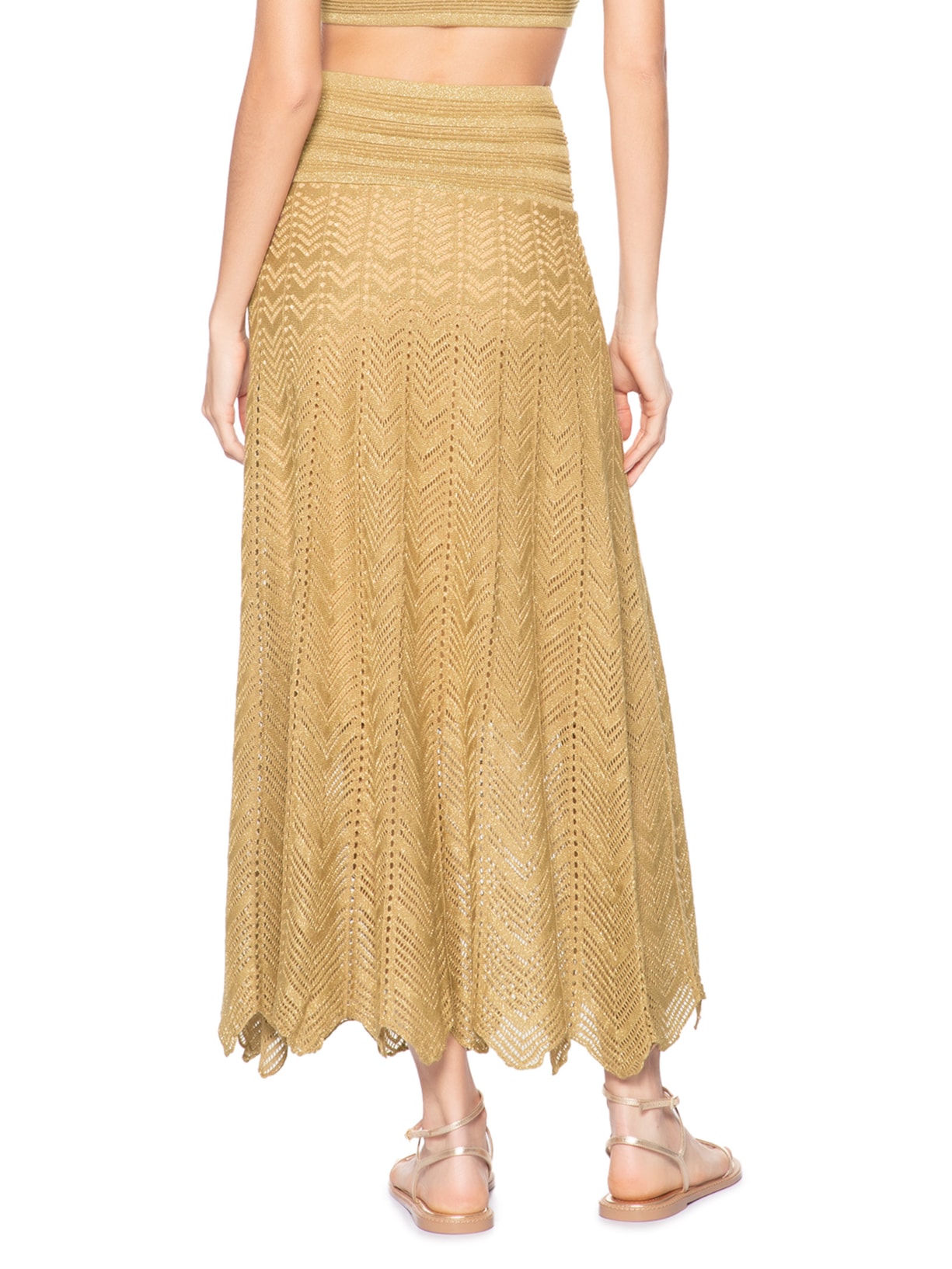 Vestido Saia Tricot Lurex Dourado Dress To