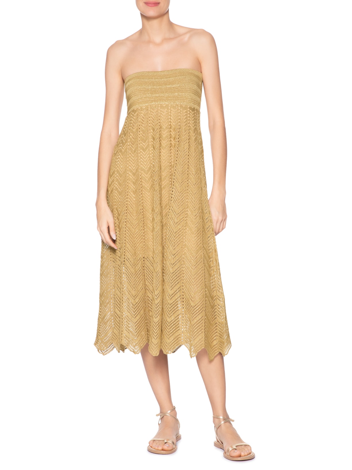 Vestido Saia Tricot Lurex Dourado Dress To