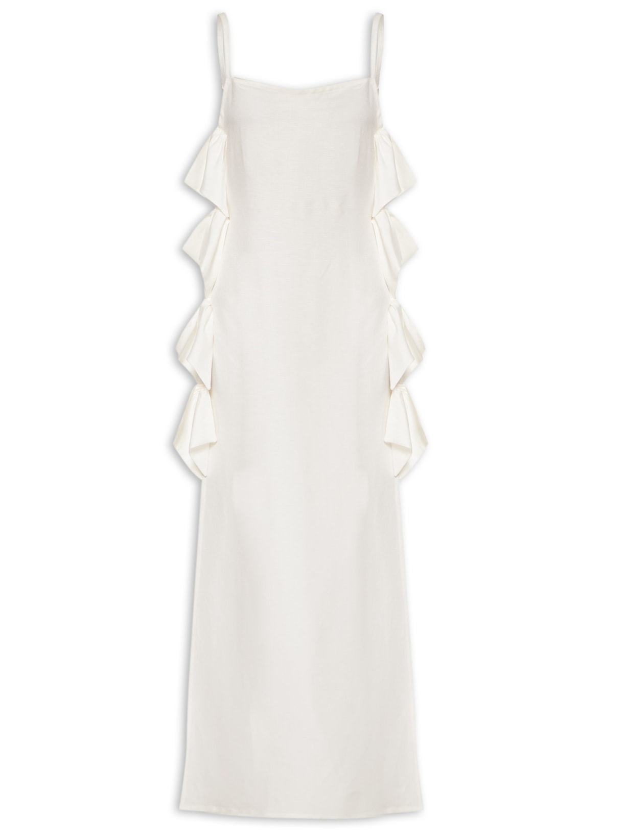 Vestido Saída Longa Laços Lat - Off White