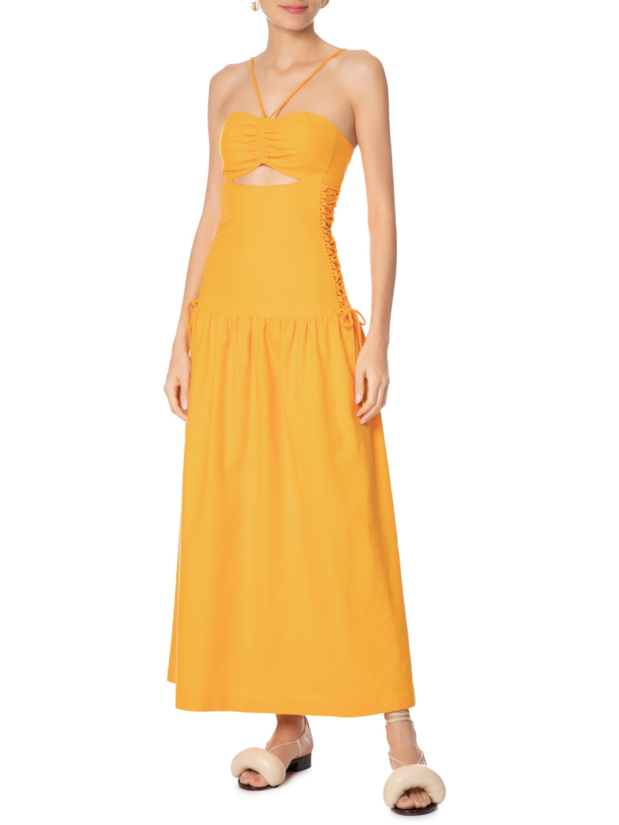 Vestido Sarja Kumari Amarelo Paula Raia