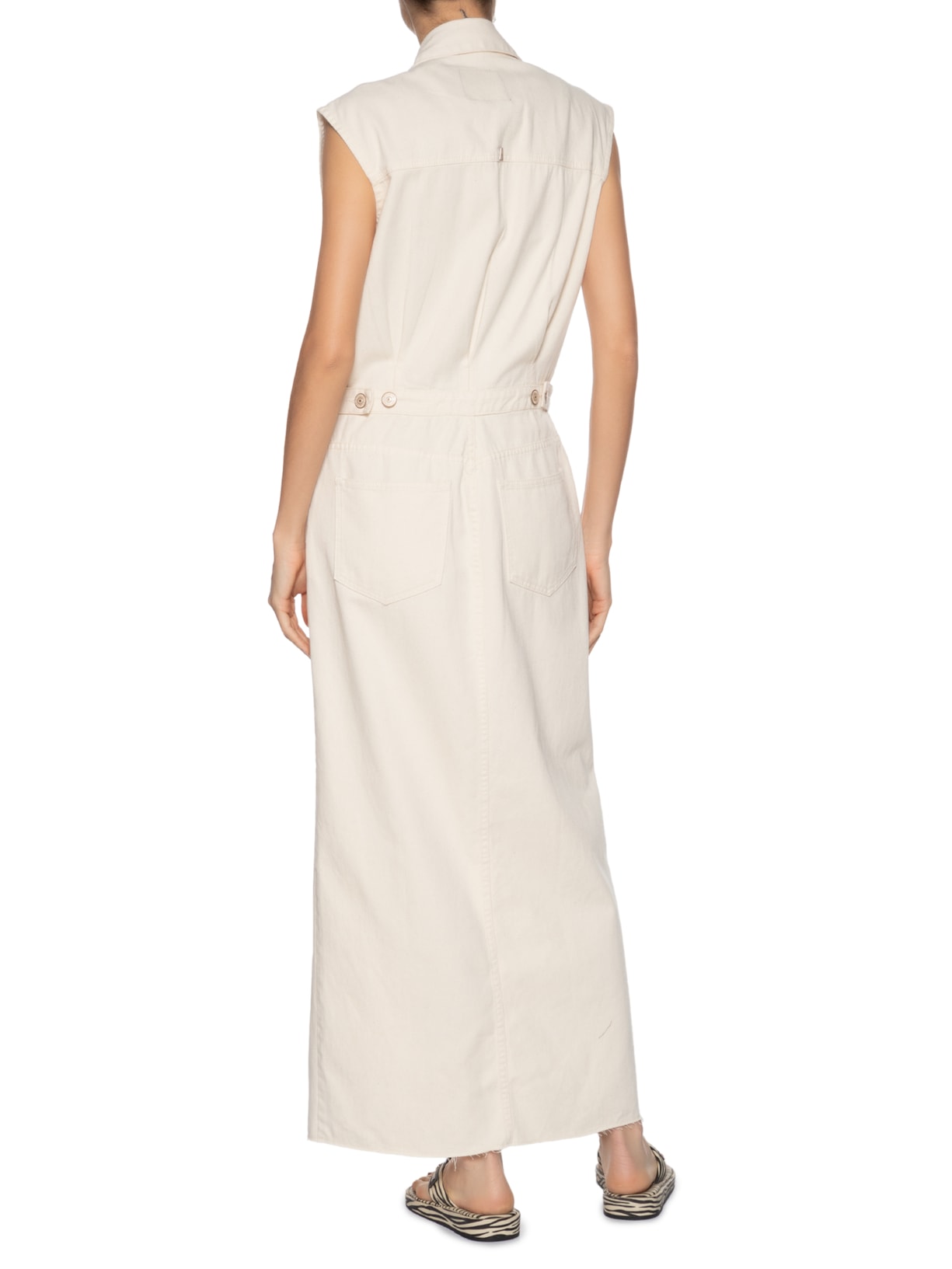 Vestido Sarja Longo Abertura Frontal Off White Animale Jeans