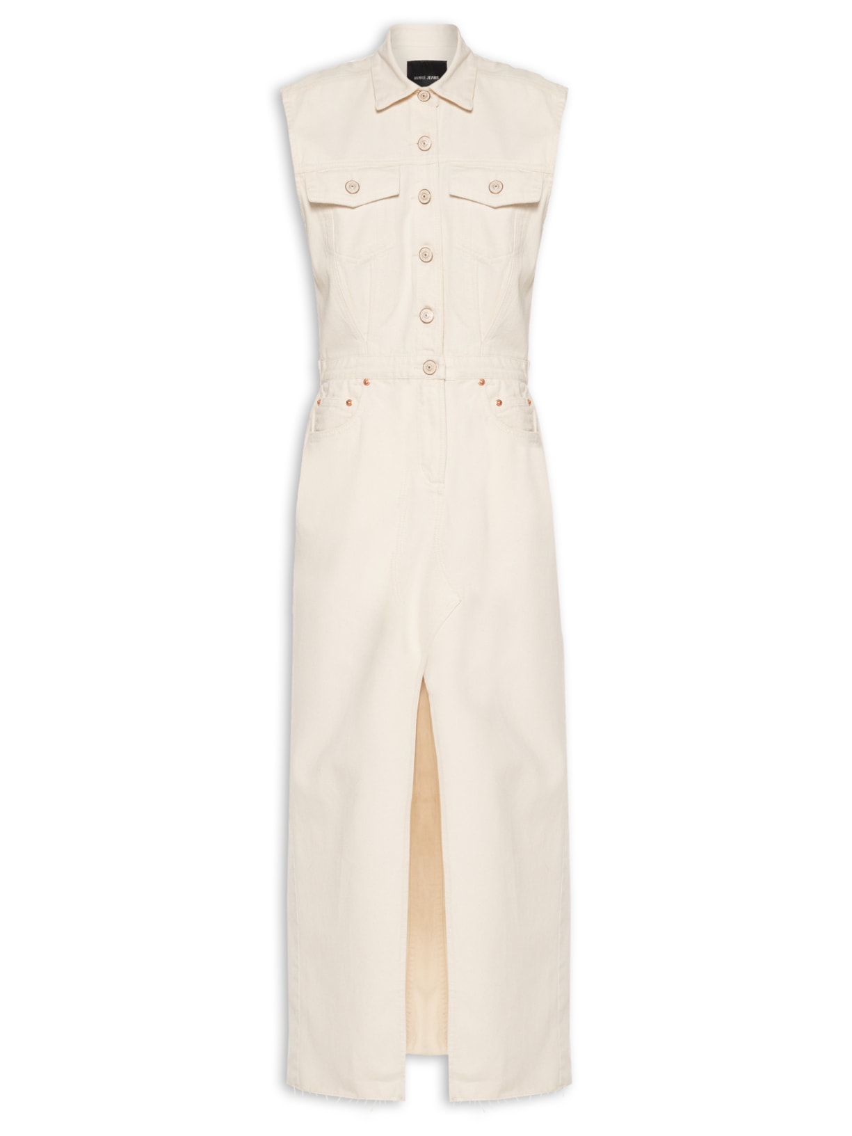 Vestido Sarja Longo Abertura Frontal Off White Animale Jeans