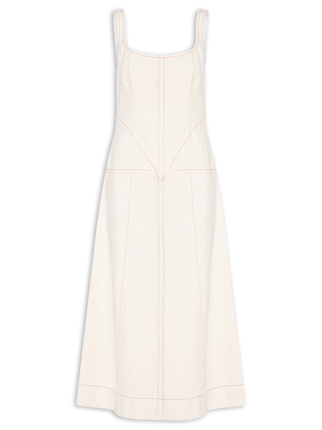 Vestido Sarja Pespontos - Off White