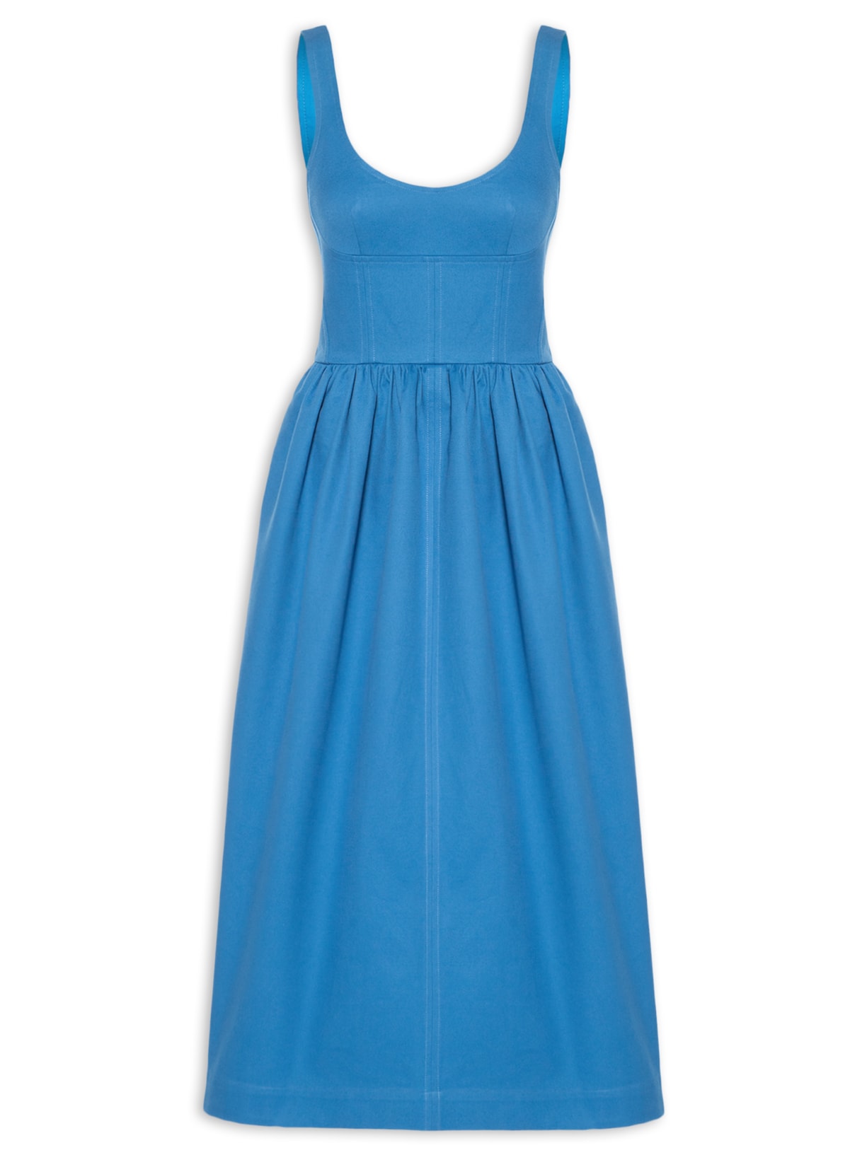 Vestido Sarja Piquet Azul Paula Raia