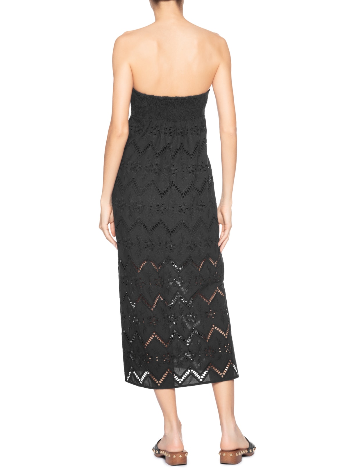 Vestido Sem Alça Bordado Gale Preto Maria Filó