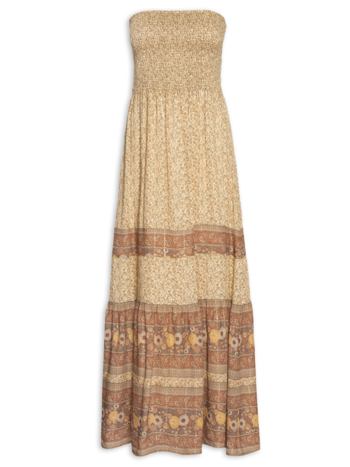 Vestido Sem Alça Estampa Amarilis Amarelo Maria Filó