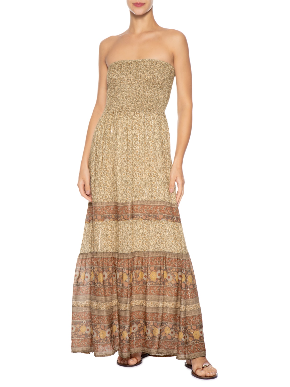 Vestido Sem Alça Estampa Amarilis Amarelo Maria Filó