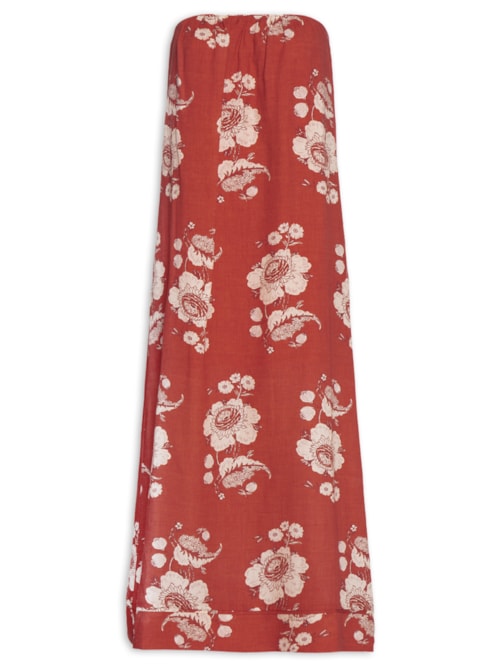 Vestido Sem Alça Estampa Fleur A - Vermelho