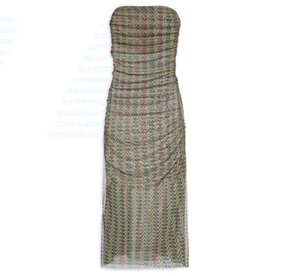 Vestido Sem Alça Franzido Tule - Verde