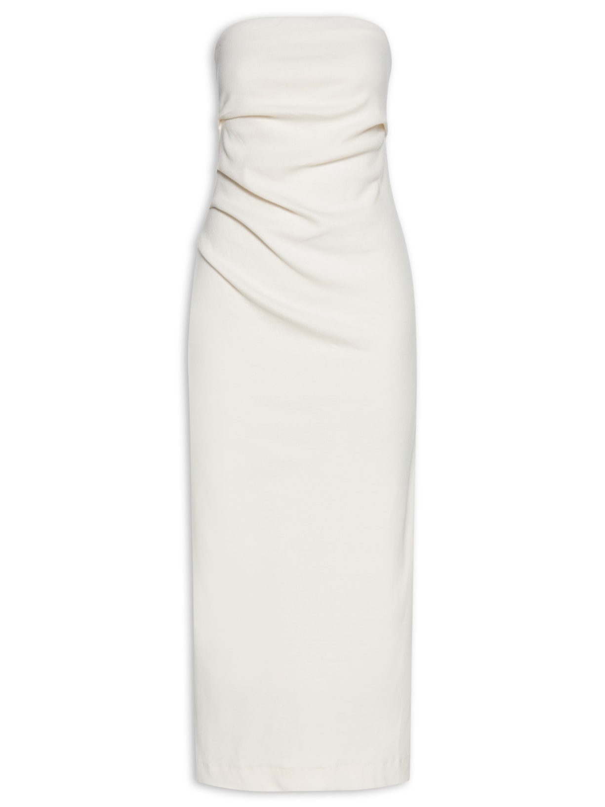 Vestido Sem Alças Pregas - Branco