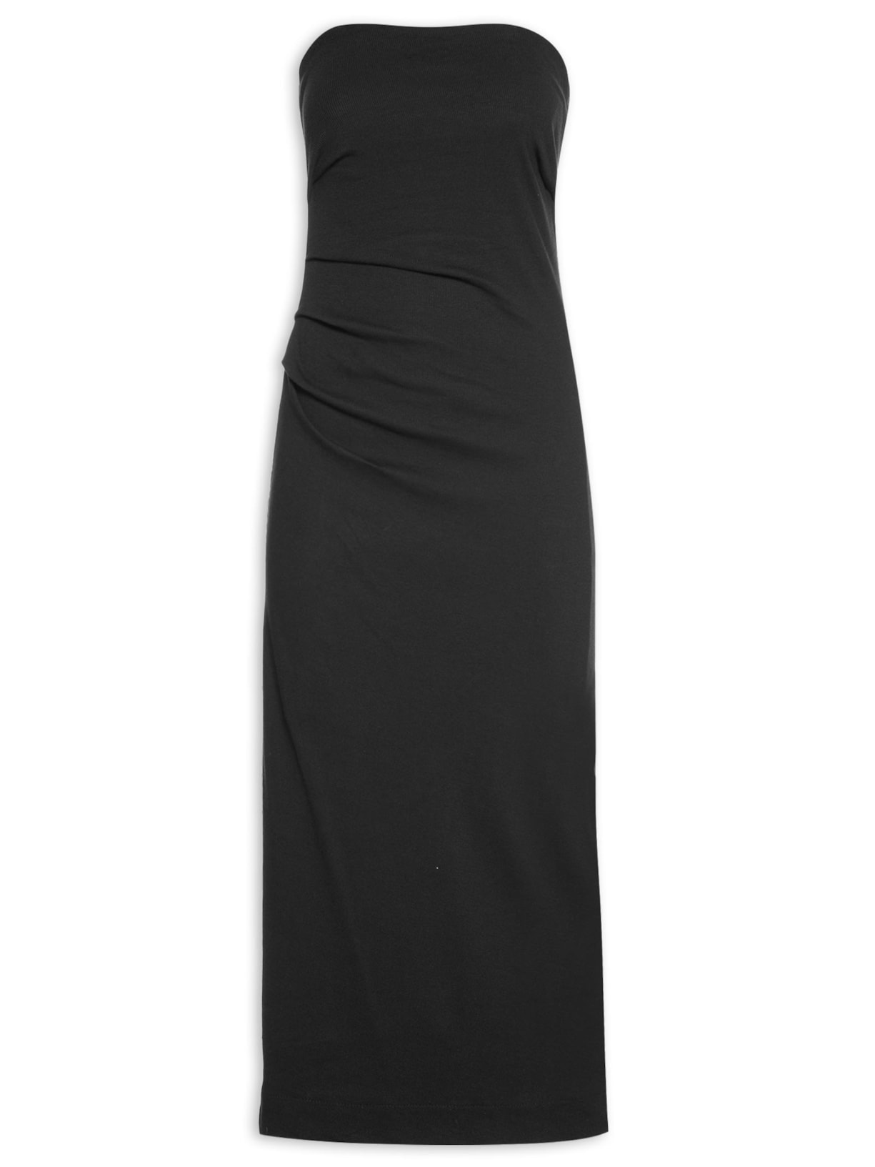 Vestido Sem Alças Pregas - Preto