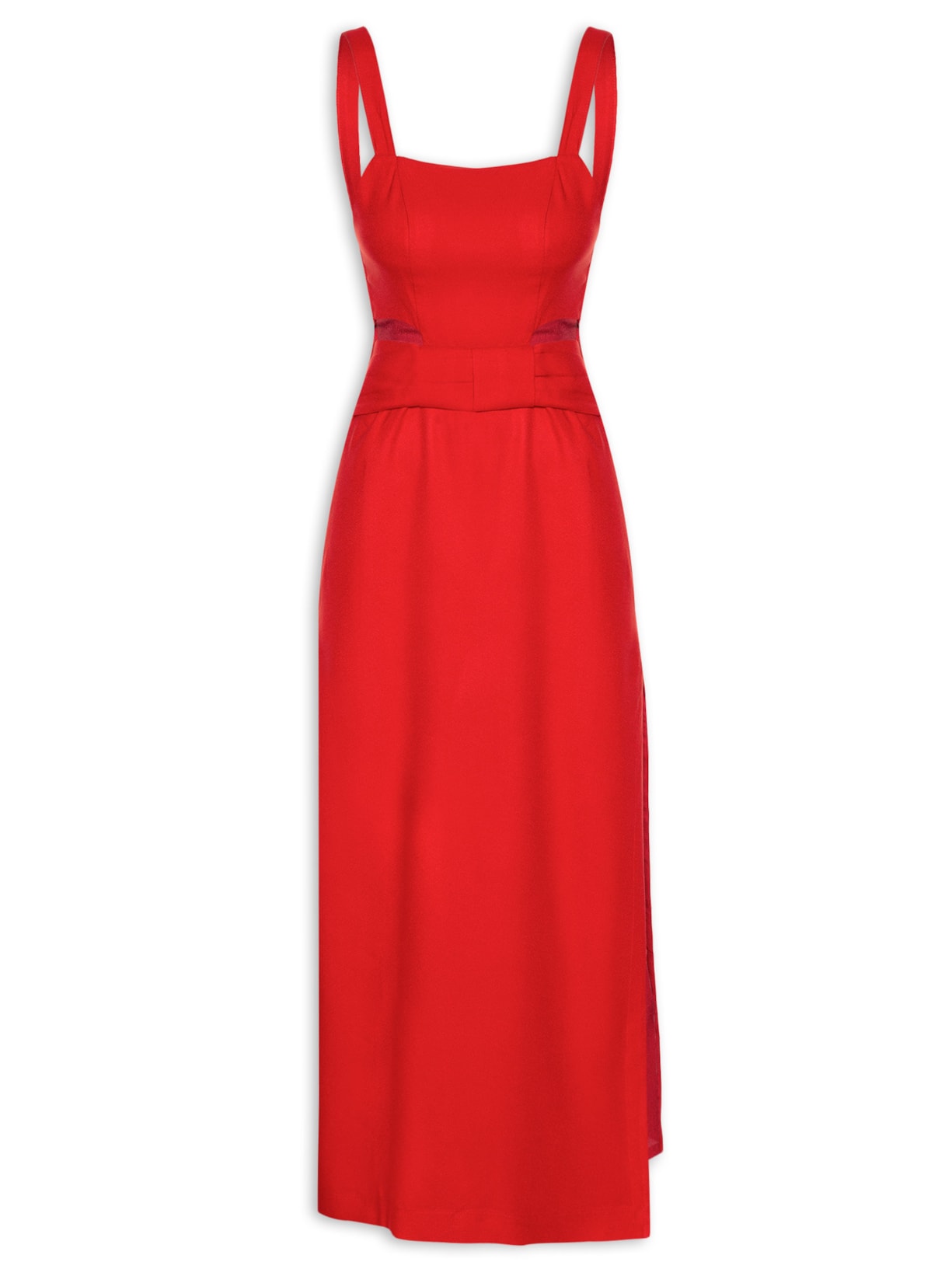 Vestido Sem Mangas Com Recortes - Vermelho