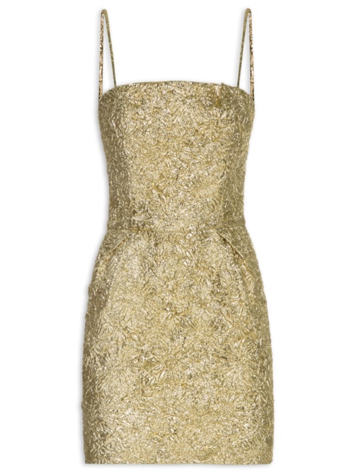 Vestido Short Blocard Dress - Dourado