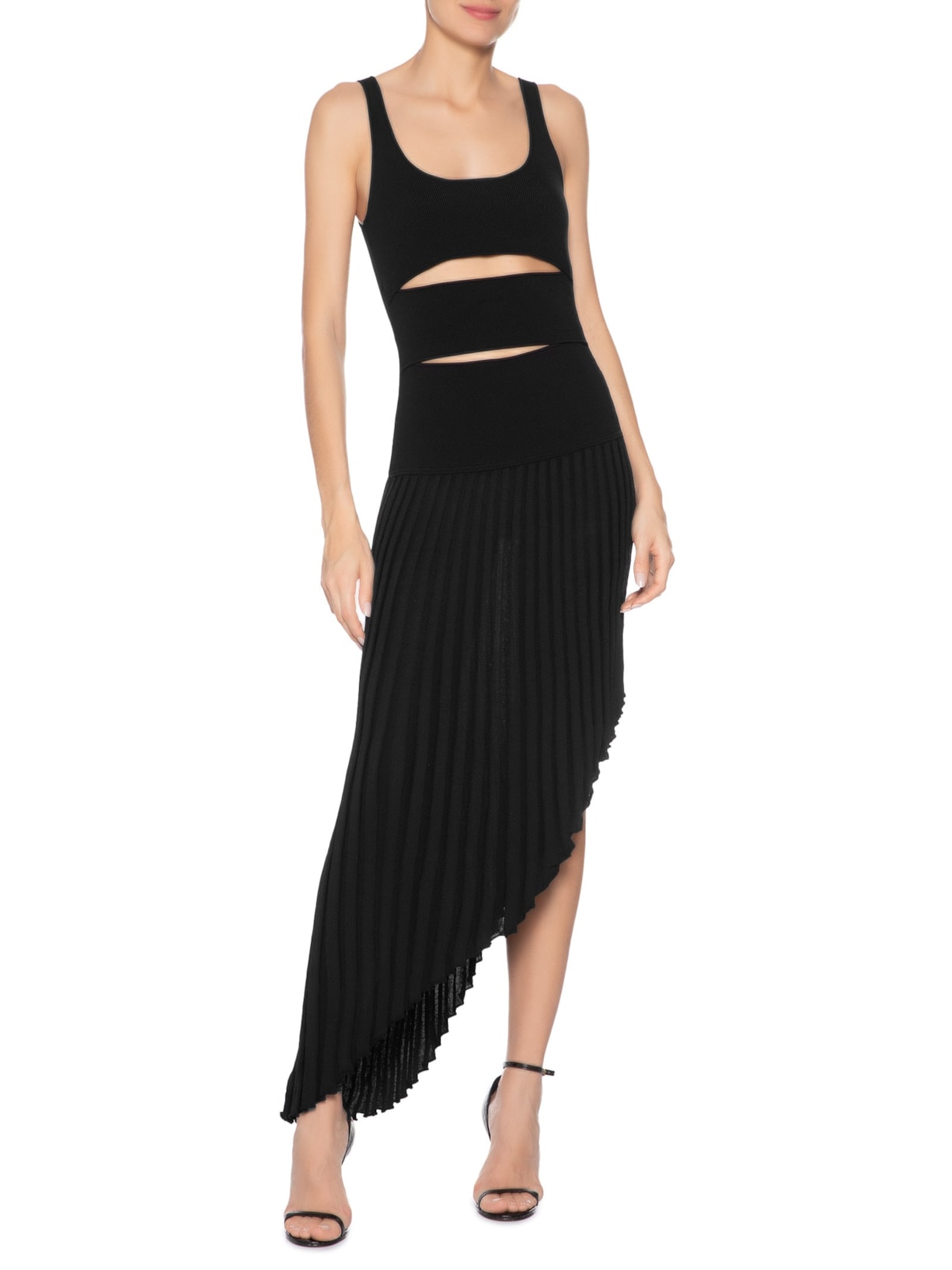 Vestido Slashed Knit Asymmetric Tank Dress Preto Christopher Esber