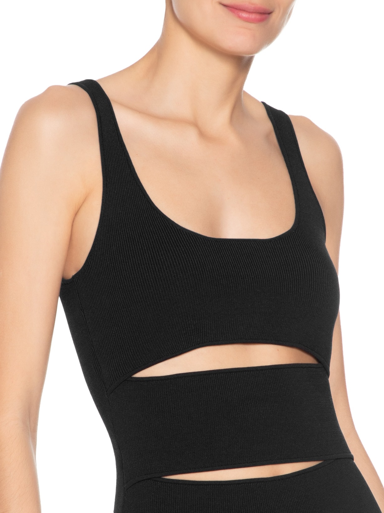 Vestido Slashed Knit Asymmetric Tank Dress Preto Christopher Esber