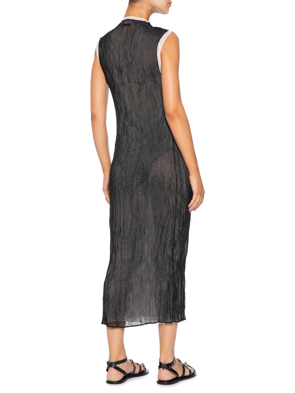 Vestido Sleeveless Plisse Duo Preto Osklen