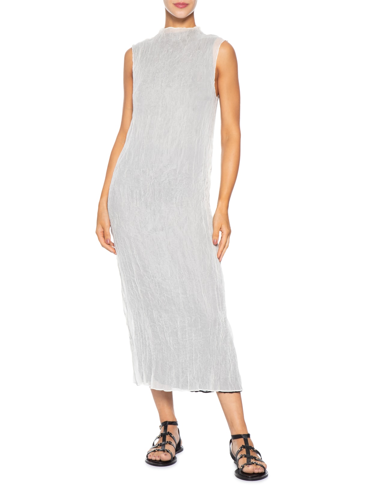 Vestido Sleeveless Plisse Duo Preto Osklen