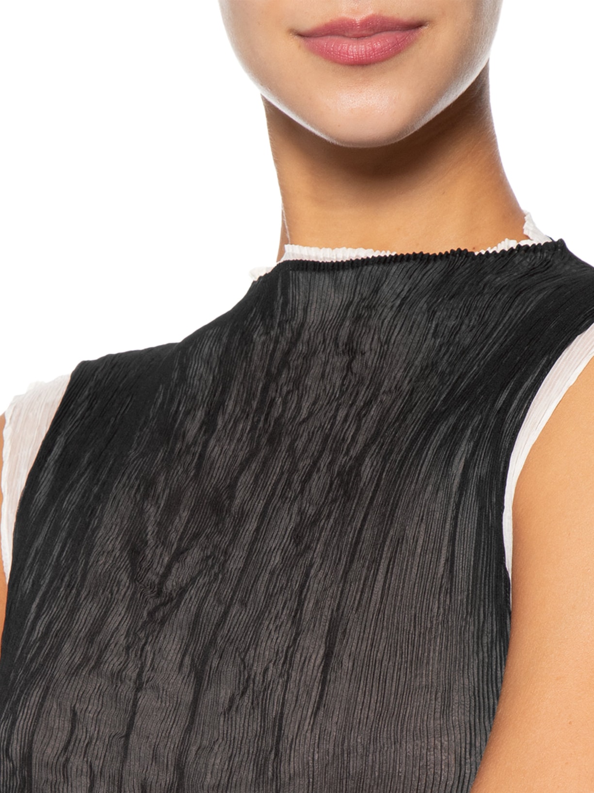 Vestido Sleeveless Plisse Duo Preto Osklen