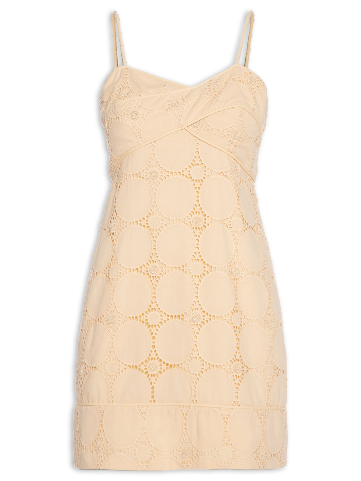 Vestido Slim Laise Circulos Trigo - Bege