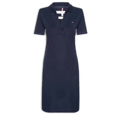 Vestido Slim Open Polo - Azul