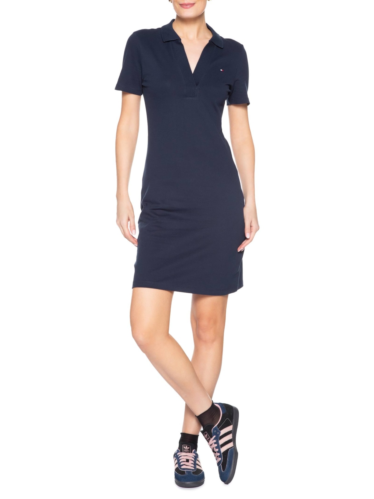 Vestido Slim Open Polo Azul Tommy Hilfiger