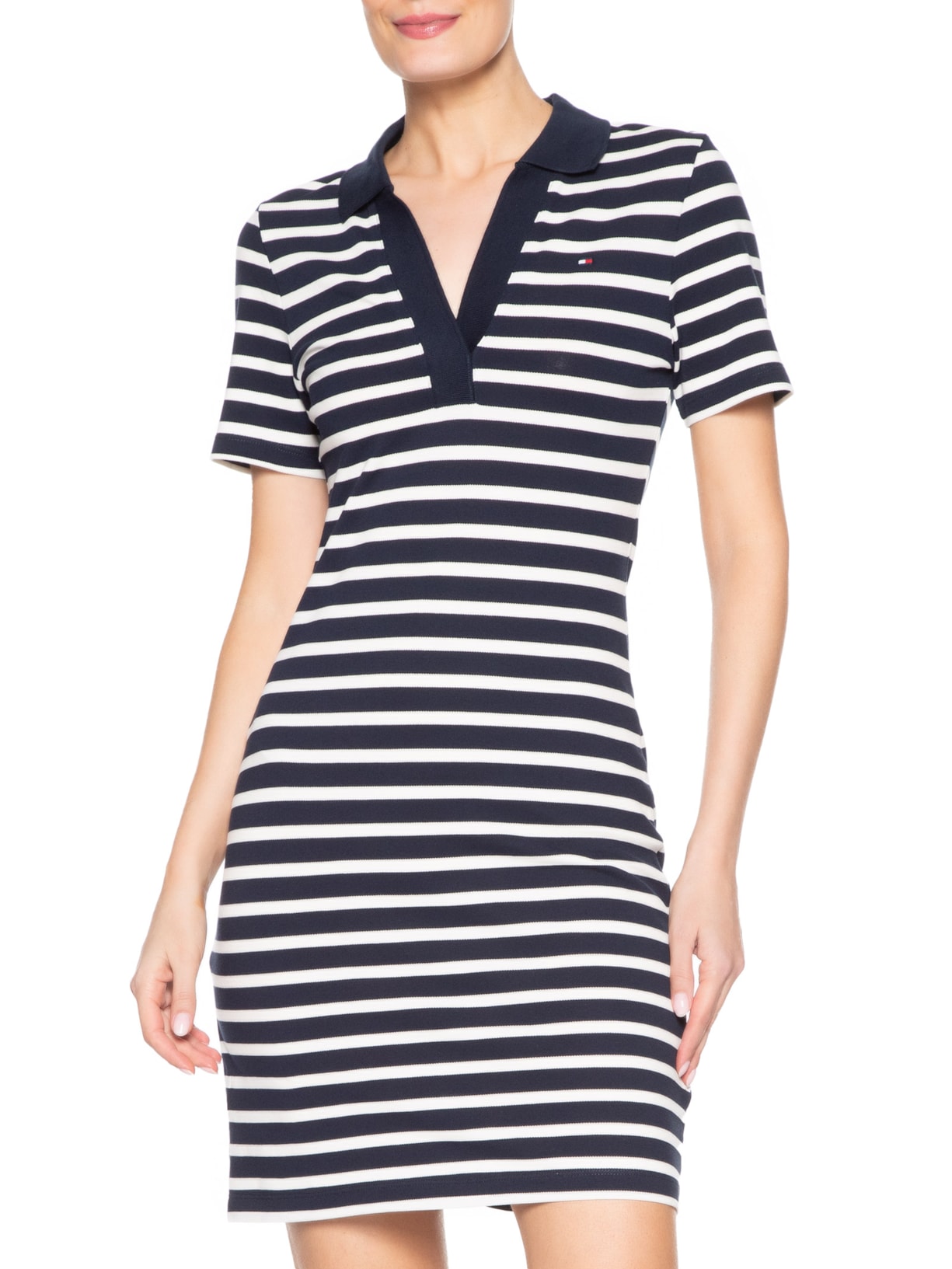 Vestido Slim Open Polo Azul Tommy Hilfiger