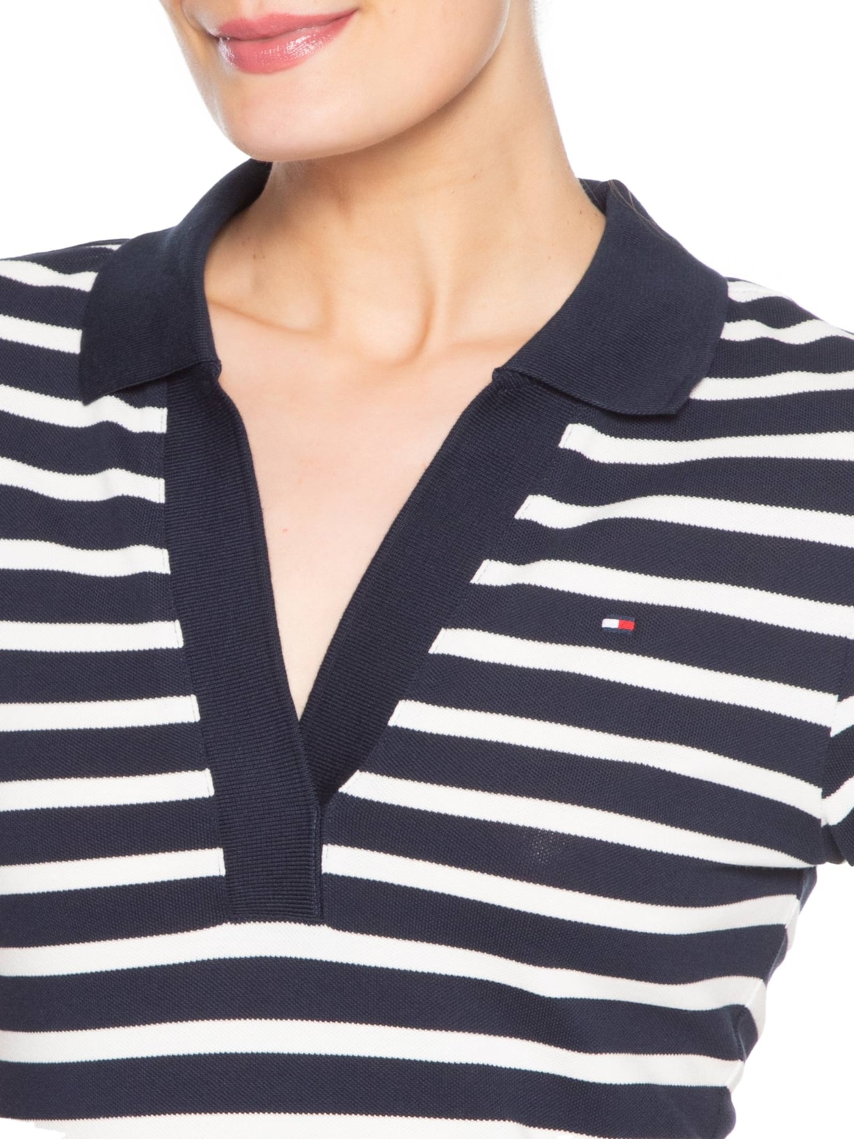 Vestido Slim Open Polo Azul Tommy Hilfiger