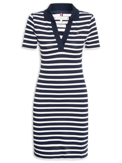 Vestido Slim Open Polo - Azul