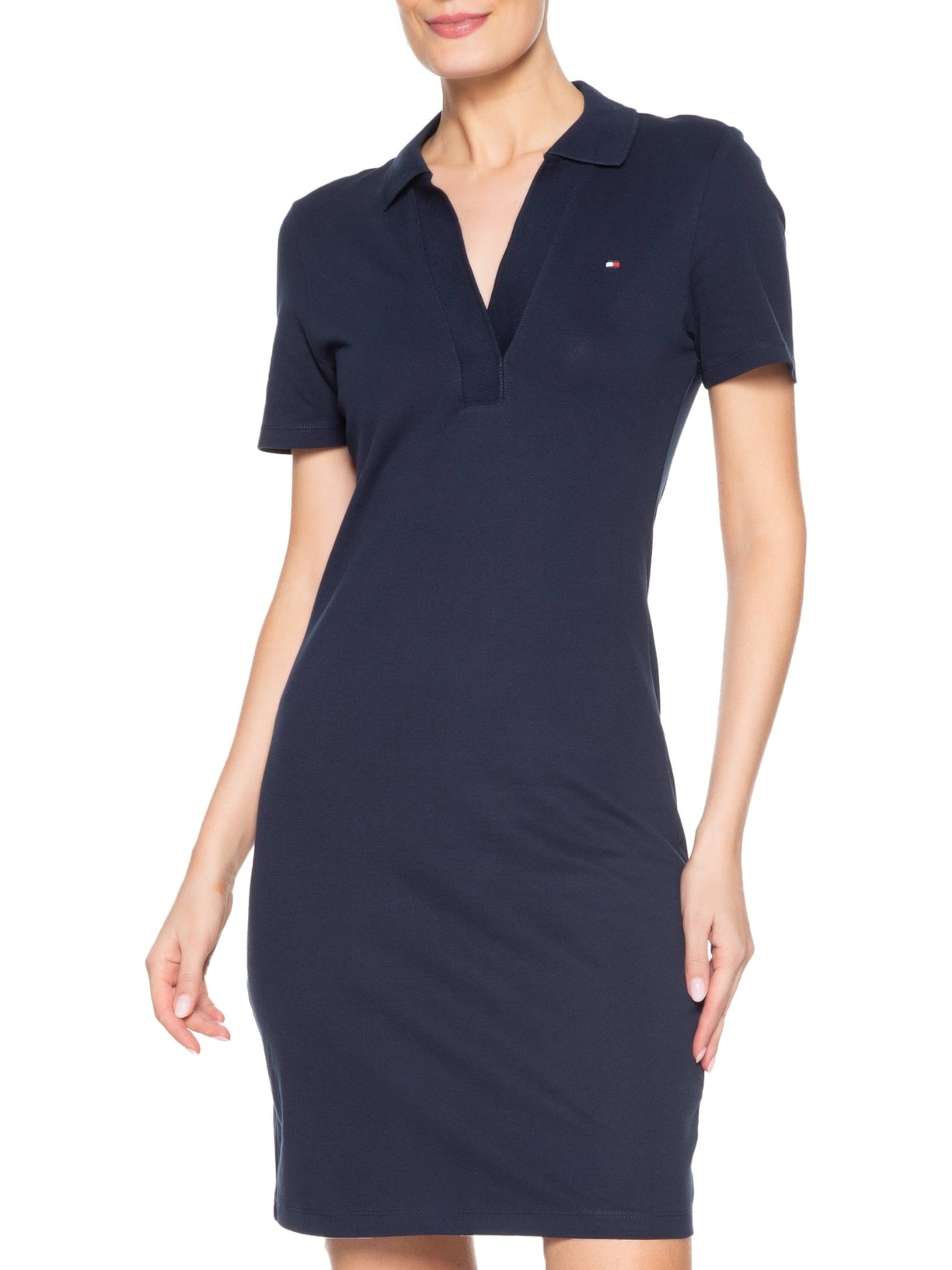Vestido Slim Open Polo Preto Tommy Hilfiger