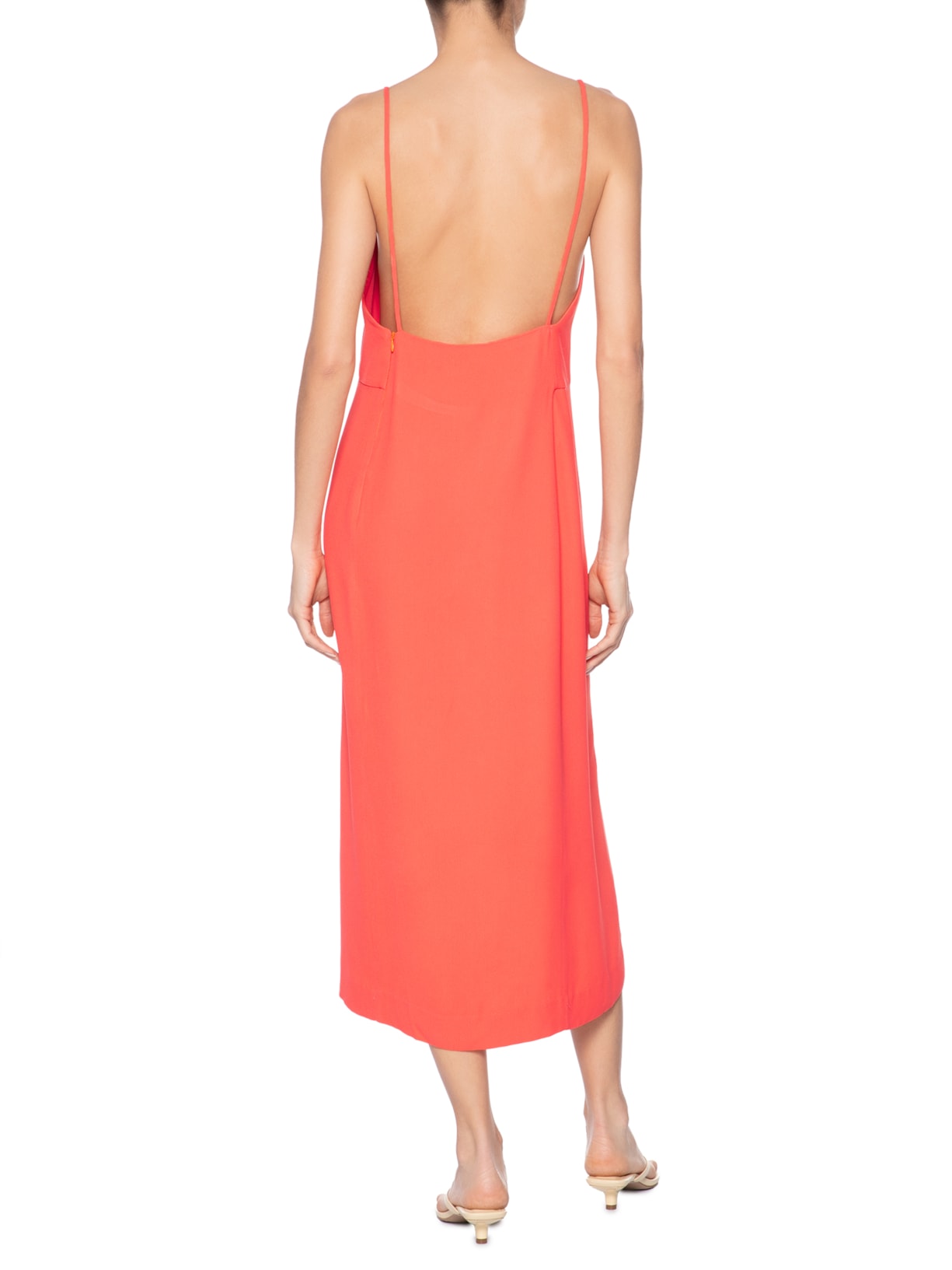 Vestido Slip Crepe Laranja Animale