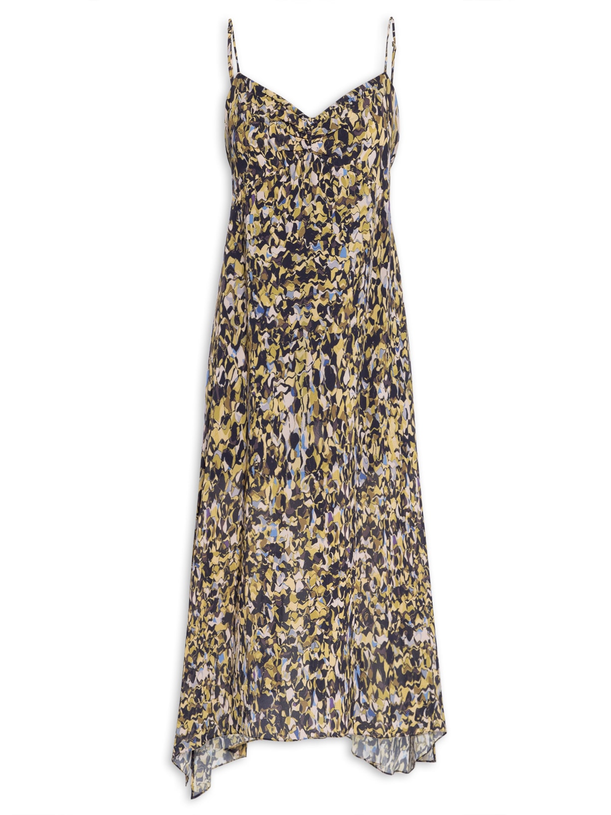 Vestido Slip Dress Abstrato Contemporâneo Color - Verde