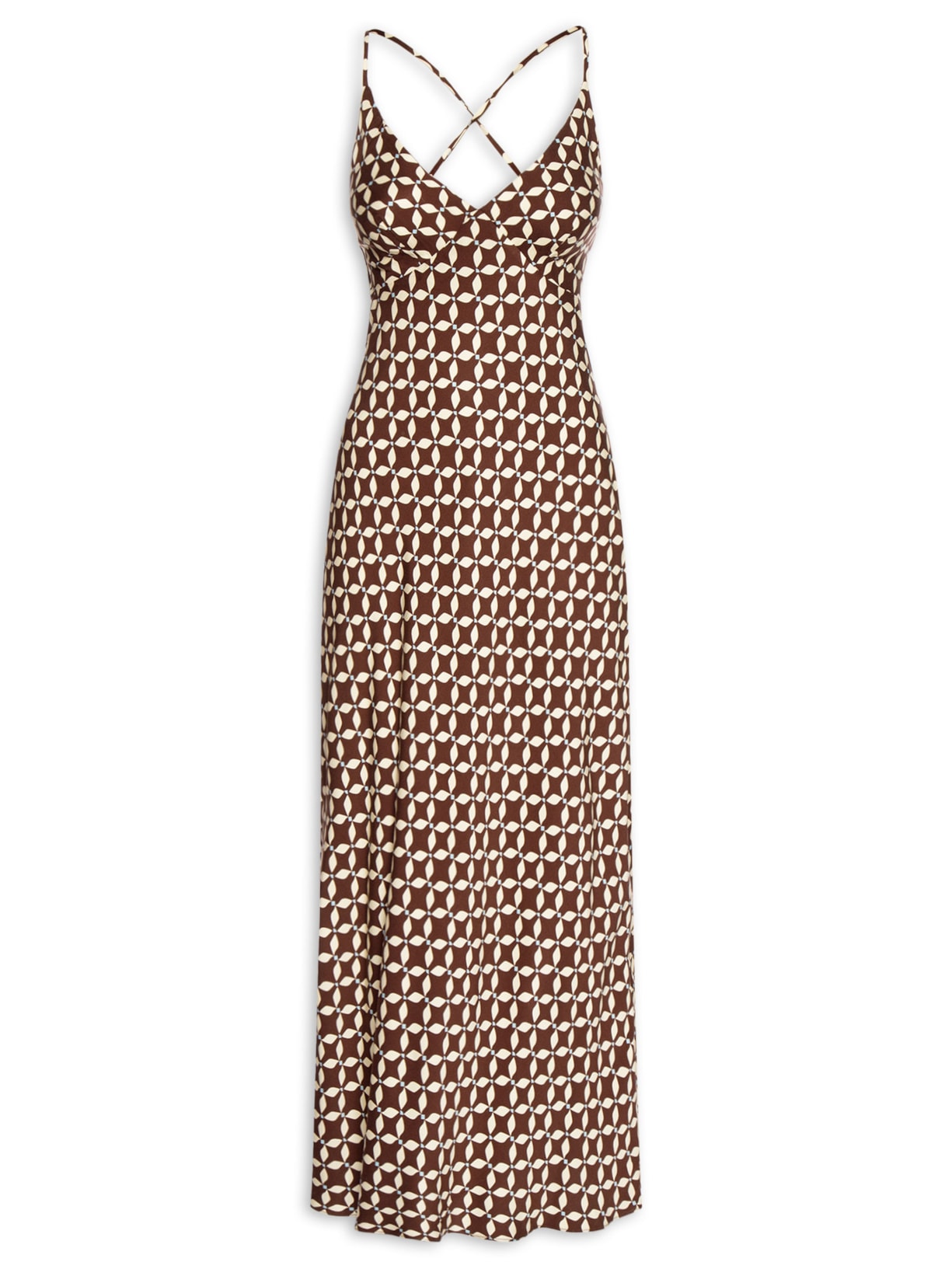 Vestido Slip Estampa Peixito Marrom Dress To