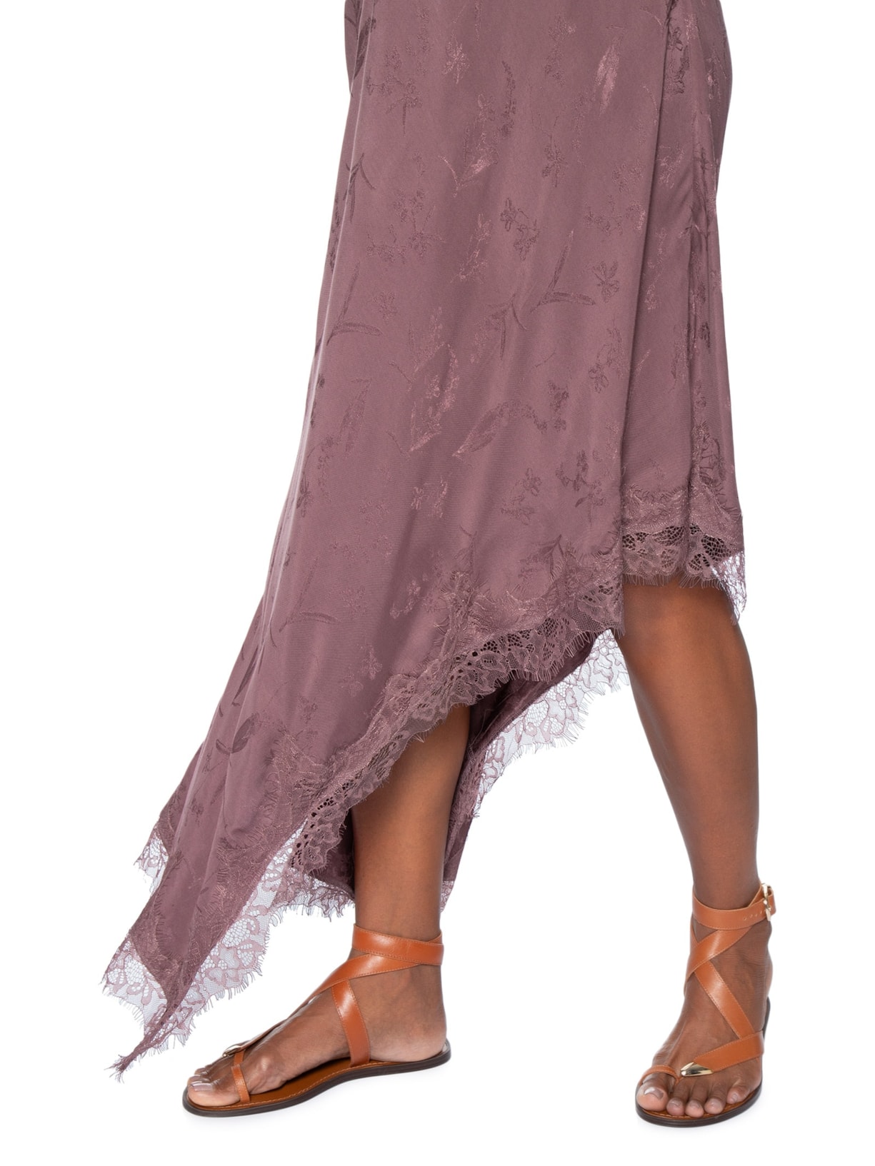 Vestido Slip Jacquard Taupe Marrom Animale