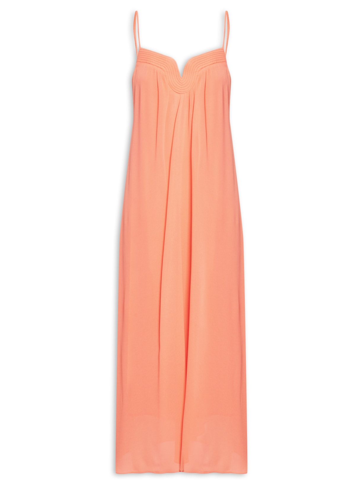 Vestido Slip Pala Pespontos Caqui - Rosa