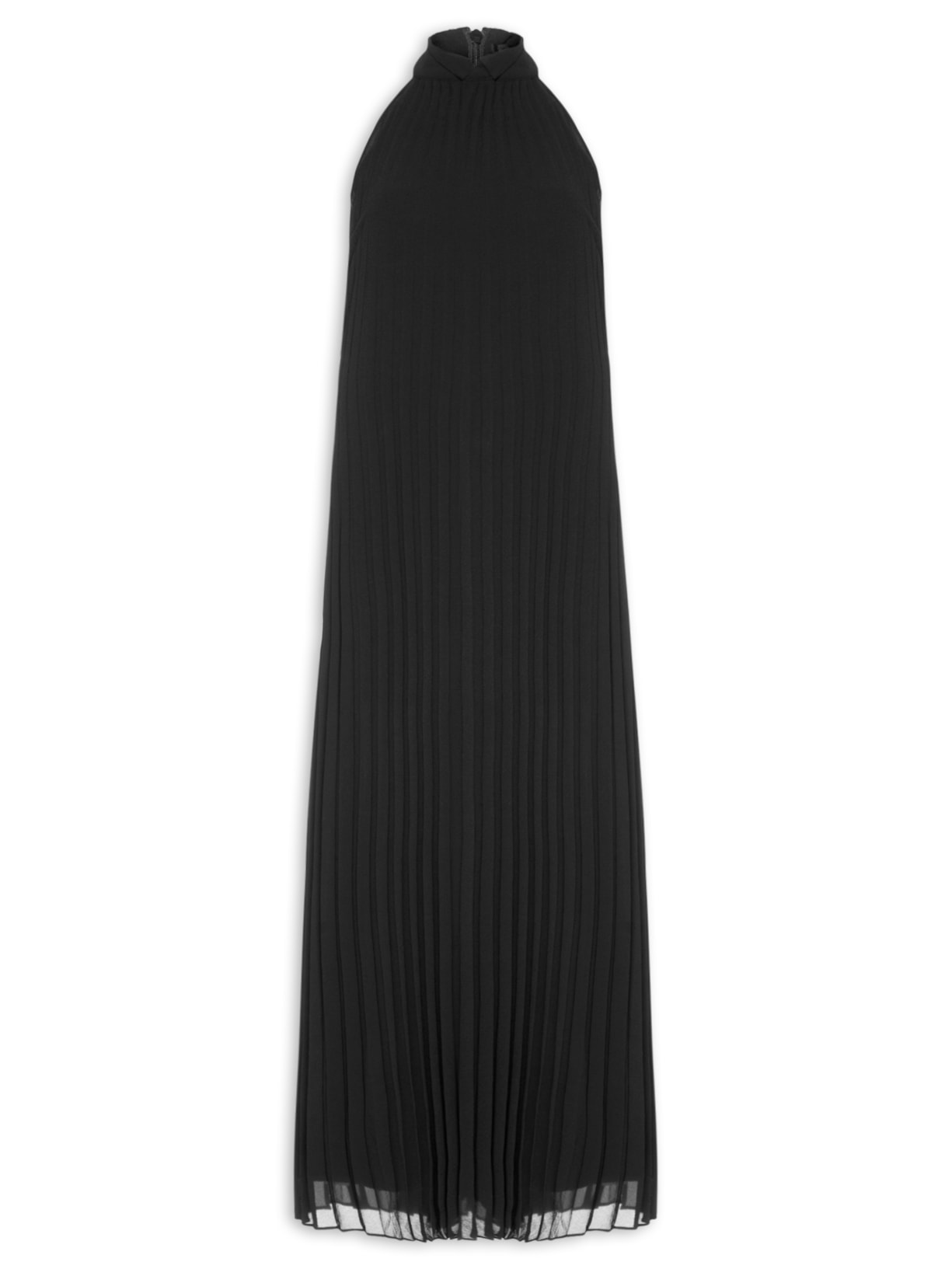 Vestido Smoking Nadador Plisse - Preto