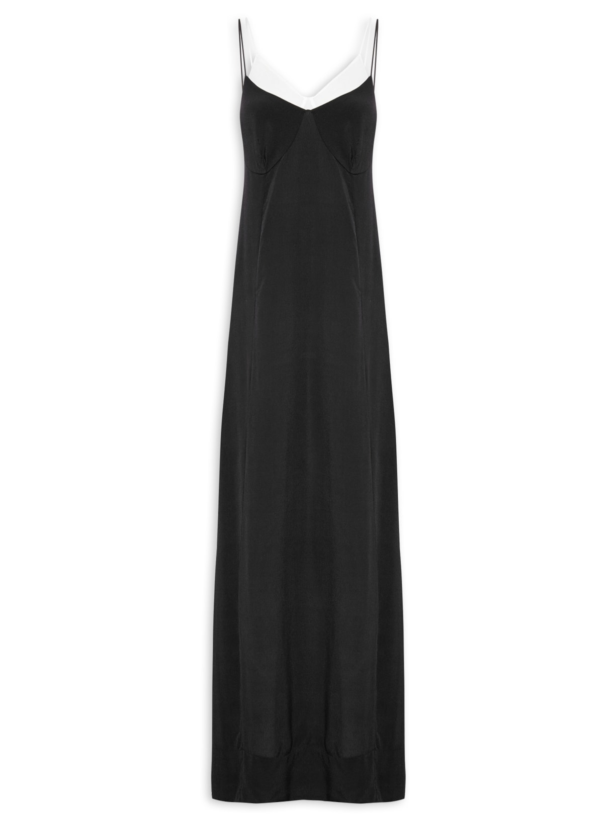 Vestido Sobreposição Alças Midi - Preto