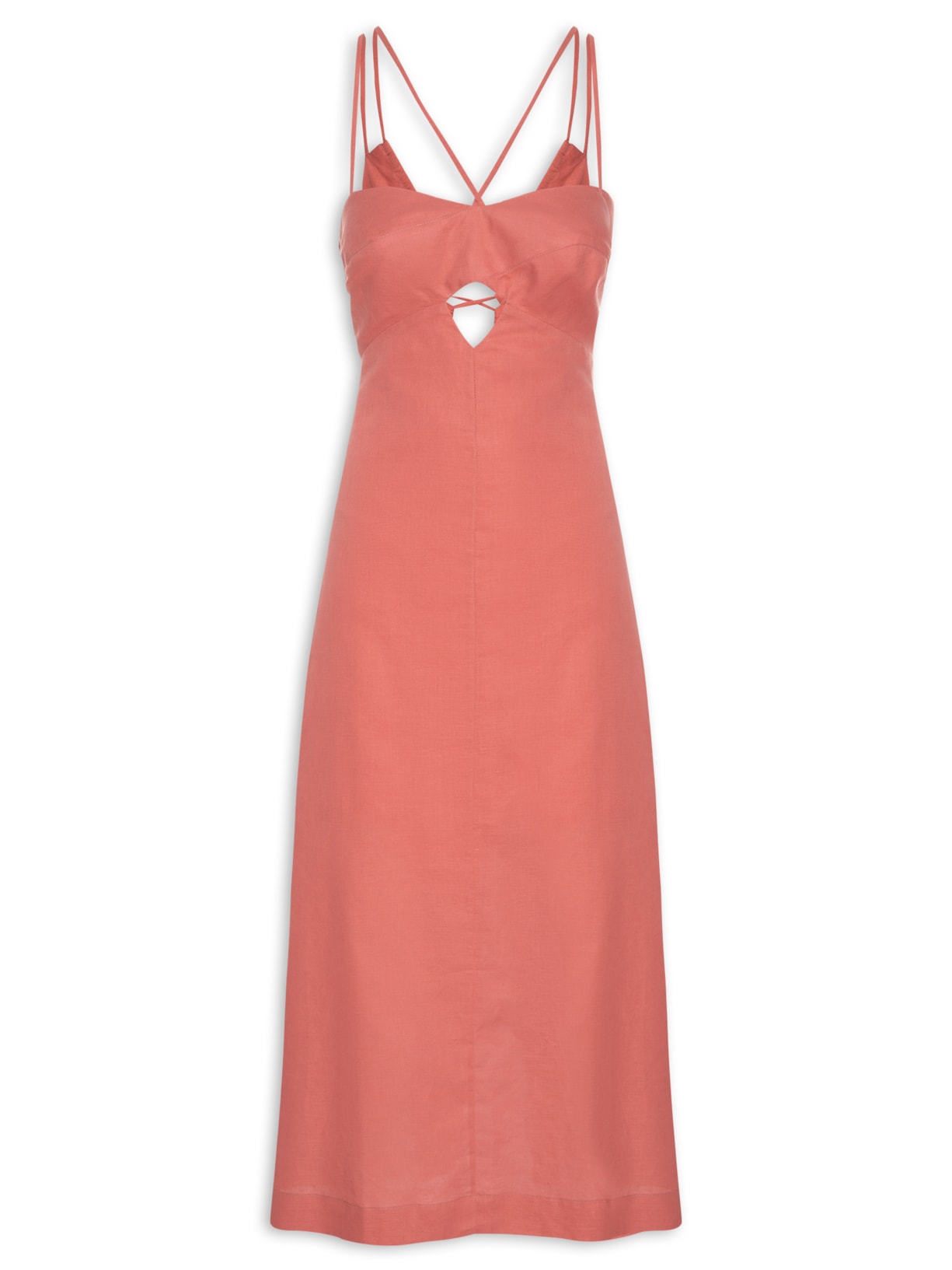 Vestido Sobreposição Busto Com Abertura - Rosa